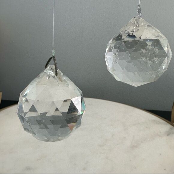Feng Shui Faceted Crystal Ball Rainbow Prism Hanging Sun Catcher 2” Spheres Set - Picture 4 of 15